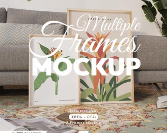 2 Vertical Frames Mockup, Wood Frame Mock Up Set
