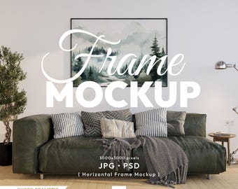 Horizontaler Rahmen Mockup, Landschaft Schwarzer Rahmen Psd MockUp