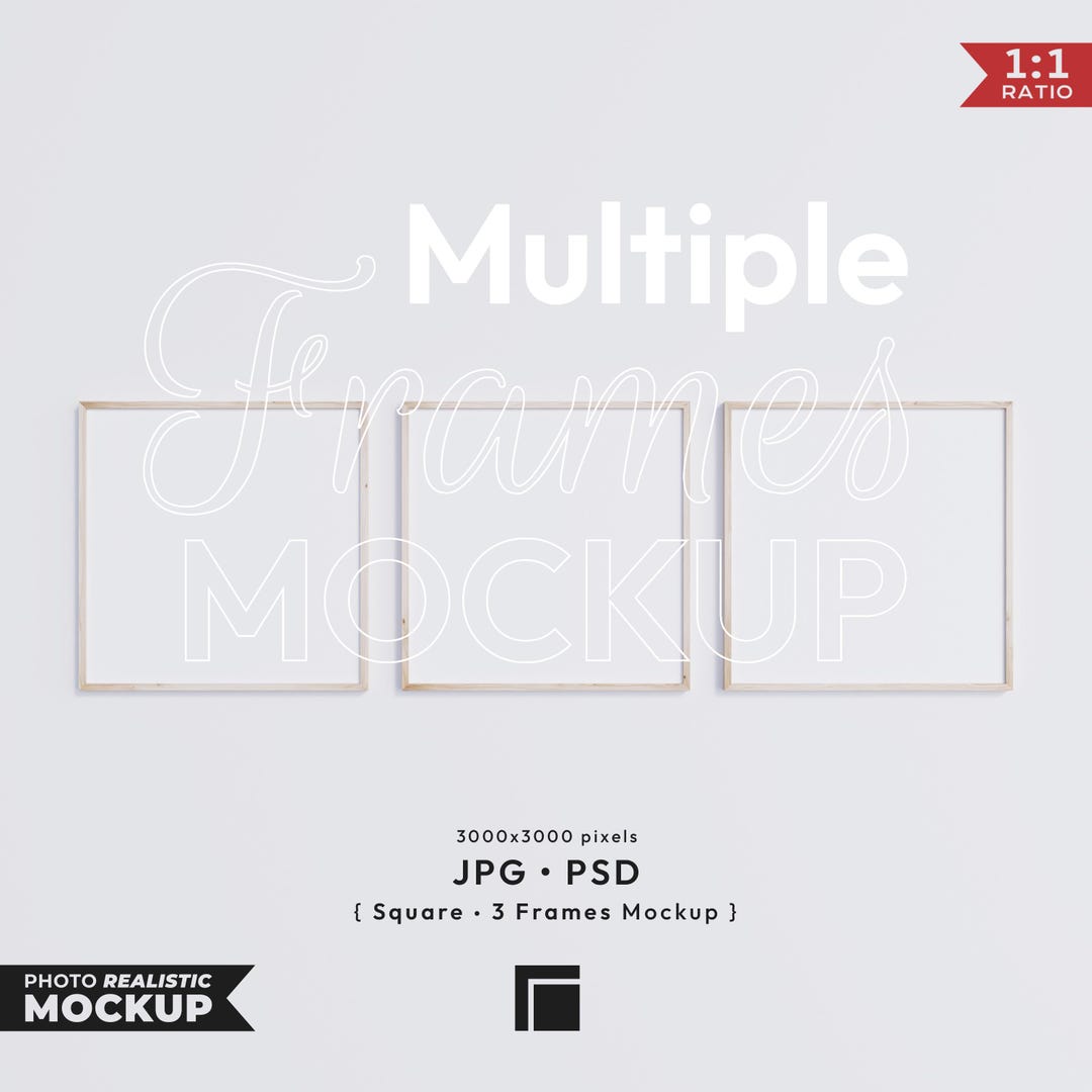 Square Frames Mockup: 1x1 Ratio Poster Template (JPG, PSD) - Etsy
