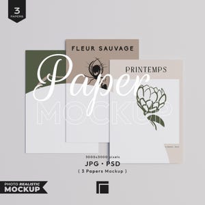 3 Papers Mockup, Vertical Print Poster Mockup, Paper Mockup DIN A Ratio Mockup, Lying Paper Mockup, Print Poster Template, A4 Papers Mock Up