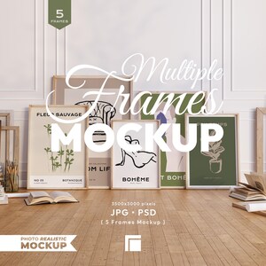 Maqueta de 5 marcos: Marcos de madera verticales fotorrealistas (JPG, PSD)