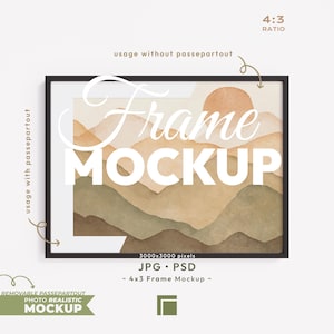 4:3 Horizontal Frame Mockup, Aspect 4x3, Print Poster Psd Template