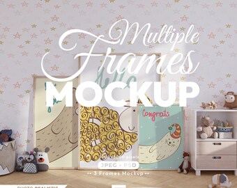 Nursery, 3 Vertical Frames Mockup, Frame Mock Up Set, Multiple Wood Frame, Baby Room