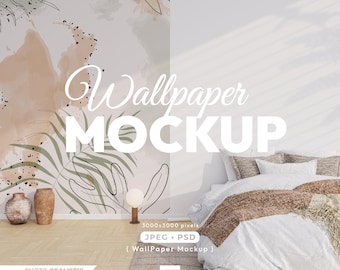 Professional Blank Wall Pattern Mockup - Peel-and-Stick Wallpaper Template PSD