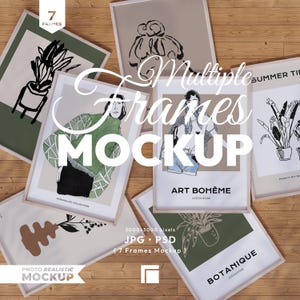 7 Frames Mockup, Gallery Wall Mockup Set, Multi-Frames Mock Up (JPG, PSD)
