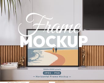 Horizontal Frame Mockup, Landscape Mock Up, Wood Frame Psd Template