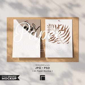 2 Papiere Mockup, Vertikal Druck Poster Mockup, Papier Mockup DIN A Ratio, Liegender Rahmen Mockup, PSD Photoshop Mockup Minimalistisch Modern