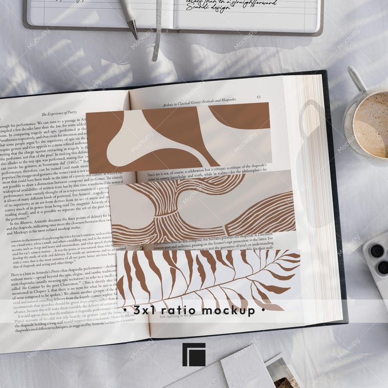 3 Horizontal Bookmarks Mockup, Printable Bookmark Mock Up, Psd Template ...