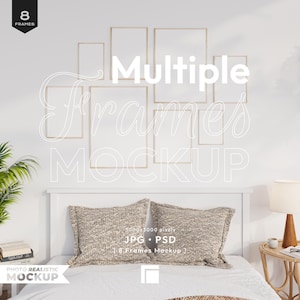 8 Frames Mockup, Multiple Frames Mockup, Wall Frame Mockup, Gallery Wall Art Template, Mockup Template, Eclectic Wall Art Mockup