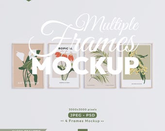 4 Vertical Frames Mockup, Wood Frame Mock Up Set