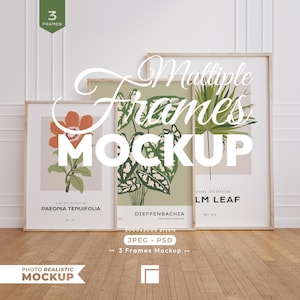 3 Vertical Frames Mockup, Frame Mock Up Set, Wooden Frame Psd Template