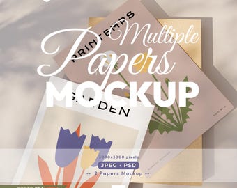2 Papers Mockup, Vertical Print Poster Psd Template, Calendar Mock Up