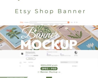 Etsy Shop Banner Mockup: Wood Frames on Floor (PSD Template)