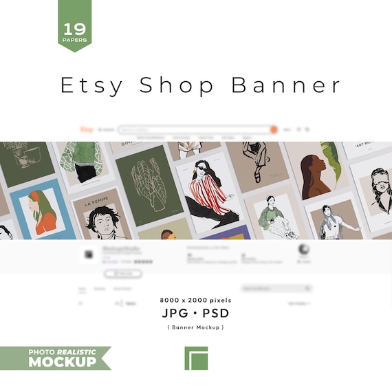 Etsy Shop Banner Mockup: with Multiple Paper Posters (PSD Template)