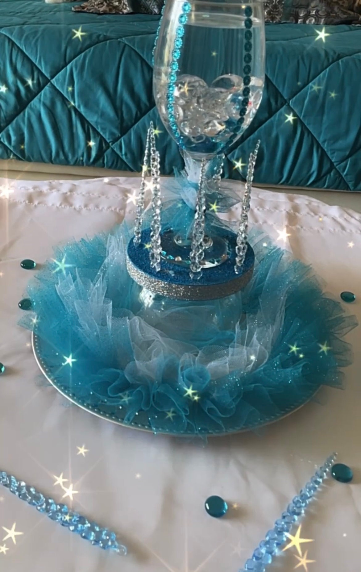 Tulle Wine Glass Centerpiece