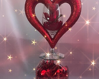 Valentine Wine Glass Heart