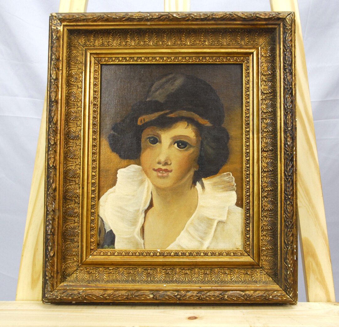 Antique Edwardian Late 19th Century Oil on Board French Girl Portrait ...