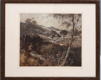 Antique Landscape Oil Painting by Robert William Arthur Rouse RBA (1867-1951); Hallamshire Moors, Yorkshire 1899