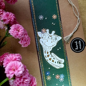 Handmade Giraffe Bookmark: Paper Cut, Book Lover Gift