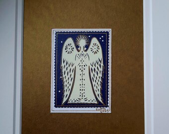 Handmade Paper Cut Angel ACEO – Limited Edition Recycled Paper Art