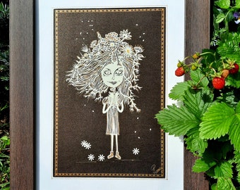 Handcrafted Papercut Teacher Art: Floral A4 Framed Artwork