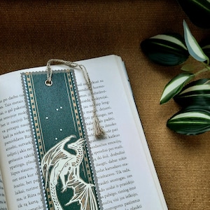 Green Handmade paper cut bookmarks. Zero Waste. Book Lovers Gift. Dragon Sign. Gift for Her and for Him, for children. Dragon Bookmark.