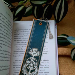 Marque-page arbre de vie, papier fait main vert découpé, art populaire, marque-page inspiré de la nature de style vintage, cadeau pour une mère, professeur pour les amateurs de lecture.