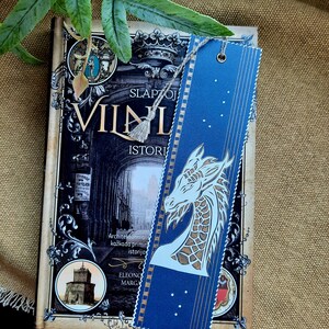 Blue Dragon Bookmark. Zero Waste Handmade Paper Cut Bookmarks. Fantasy Book Lovers Gift. Dragon Sign. Gift for Her and for Him, for children