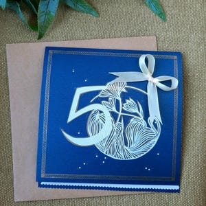 50th Birthday Card For Women, for Friend, Personalised Anniversary Card for Daughter/Son, Mother/Dad, Paper Cut 50 th Birthday Greeting Card