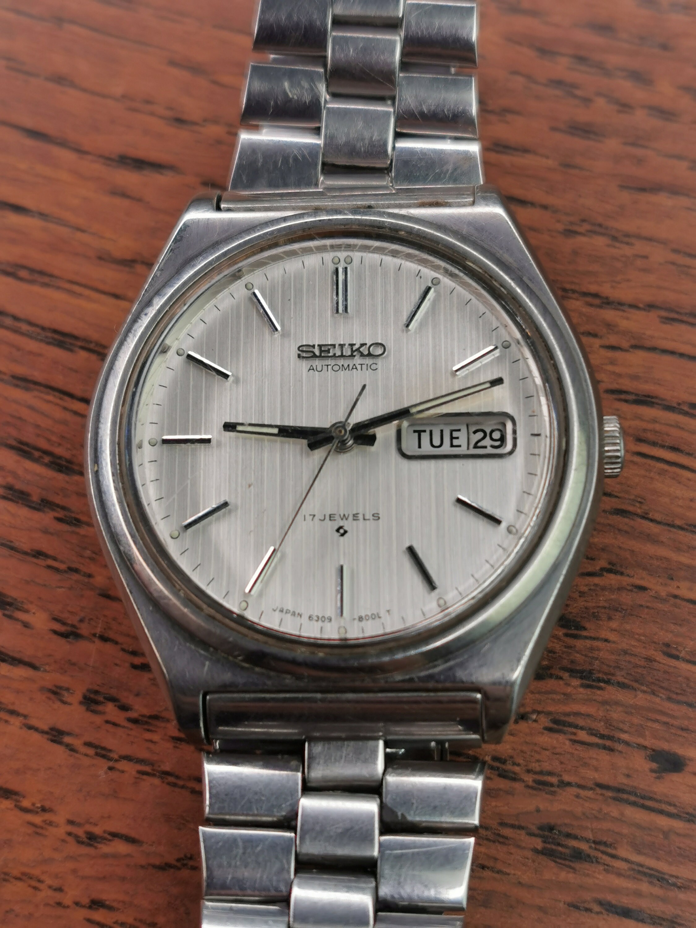 Seiko 6309 8000 Mens Automatic Day Date Watch Bracelet Keeping Time L119