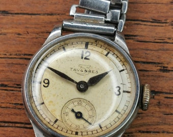 1940s Tavannes 818, Ladies Military Watch, Bonklip Ladder Bracelet, Keeping Time, k194
