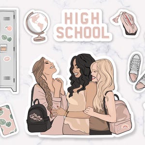 Stickers imprimables "Amies au Lycée" - autocollants numériques  Amitiés PNG/JPG - Décoration Bullet Journal, Scrapbooking, Planner