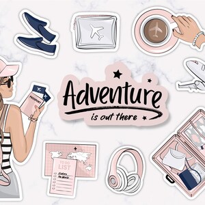 Digitale Sticker "Adventure" - PNG & JPG - Planung, Scrapbooking, Deko