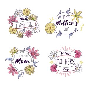 cliparts fête des mères - couronnes de fleurs peintes à la main, fleurs  pour la fête des mères, clipart floral
