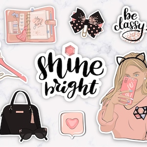 Stickers numériques de mode  pour GoodNotes, Stickers de shopping numériques, Stickers girly , Cosmétiques , Stickers d'agenda de mode.