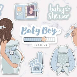 Stickers Bébé garçon  à Imprimer - Baby Shower, Grossesse, Naissance - Format PNG/JPG