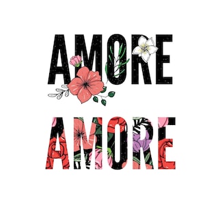 Clipart Floral Amore, mot amour png, Clipart amour, amour png de la Saint Valentin, Saint Valentin, , téléchargement immédiat