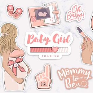 Stickers Bébé Fille à Imprimer - Baby Shower, Grossesse, Naissance - Format PNG/JPG