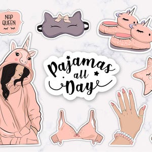 Autocollants à Imprimer - Thème Pyjama et Détente - Cocooning
