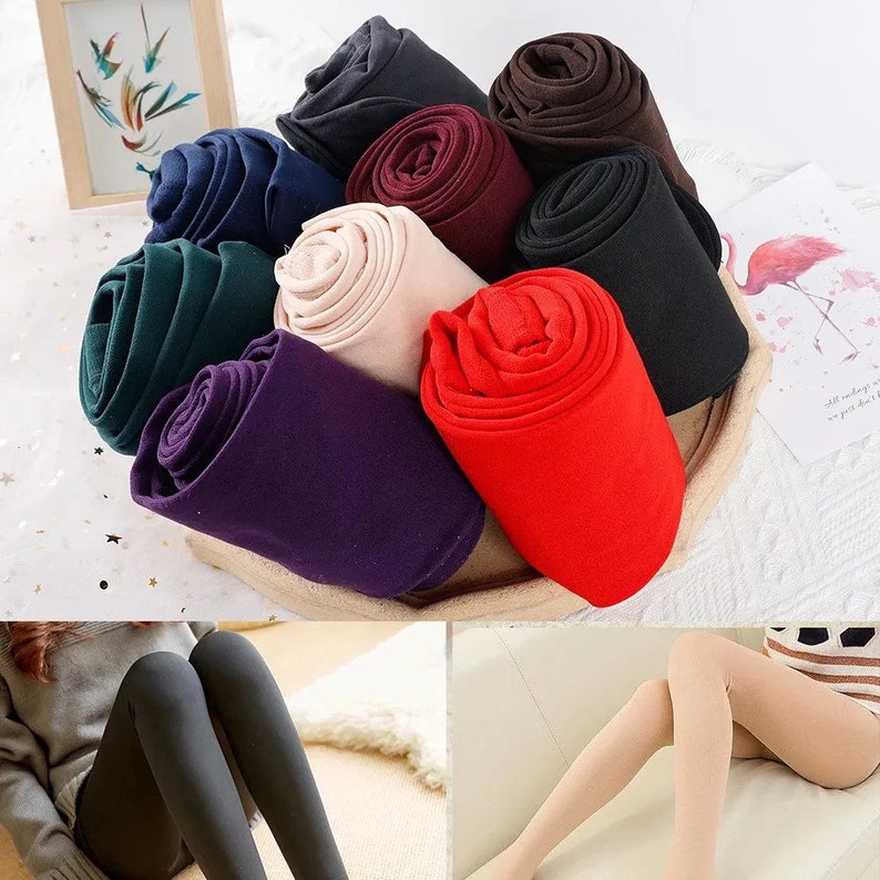 Winter Warm Leggings Women's Thermal Pants Polar Pantyhose Sock Lined ...