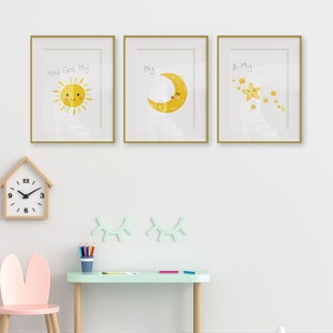 Goodnight collection nursery print set, sun moon stars nursery, nursery art, nursery printable art, gender neutral nursery decor, kids decor