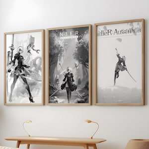 Nier Automata 3 Pack, Instant Download, Anime Art Print, 2B Wall Art, Digital Wall Art, Minimalist Print, Digital Download, Gaming Wall Art