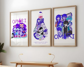 Omori Poster 3 Pack, Omori Anime Wall Print, Videogame Poster, Family Omori Wall Art, Videogame Omori Posters Pack, Omori Print, Omori Deco
