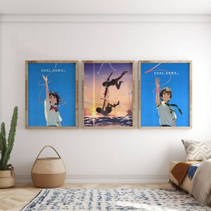 Your Name Poster 3 Pack, Your Name Anime Wall Print, Anime Poster, Anime Romantic Wall Art, Studio Ghibli Posters Print, Anime Art Print