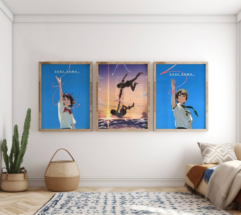 Your Name Poster 3 Pack, Your Name Anime Wall Print, Anime Poster, Anime Romantic Wall Art, Studio Ghibli Posters Print, Anime Art Print
