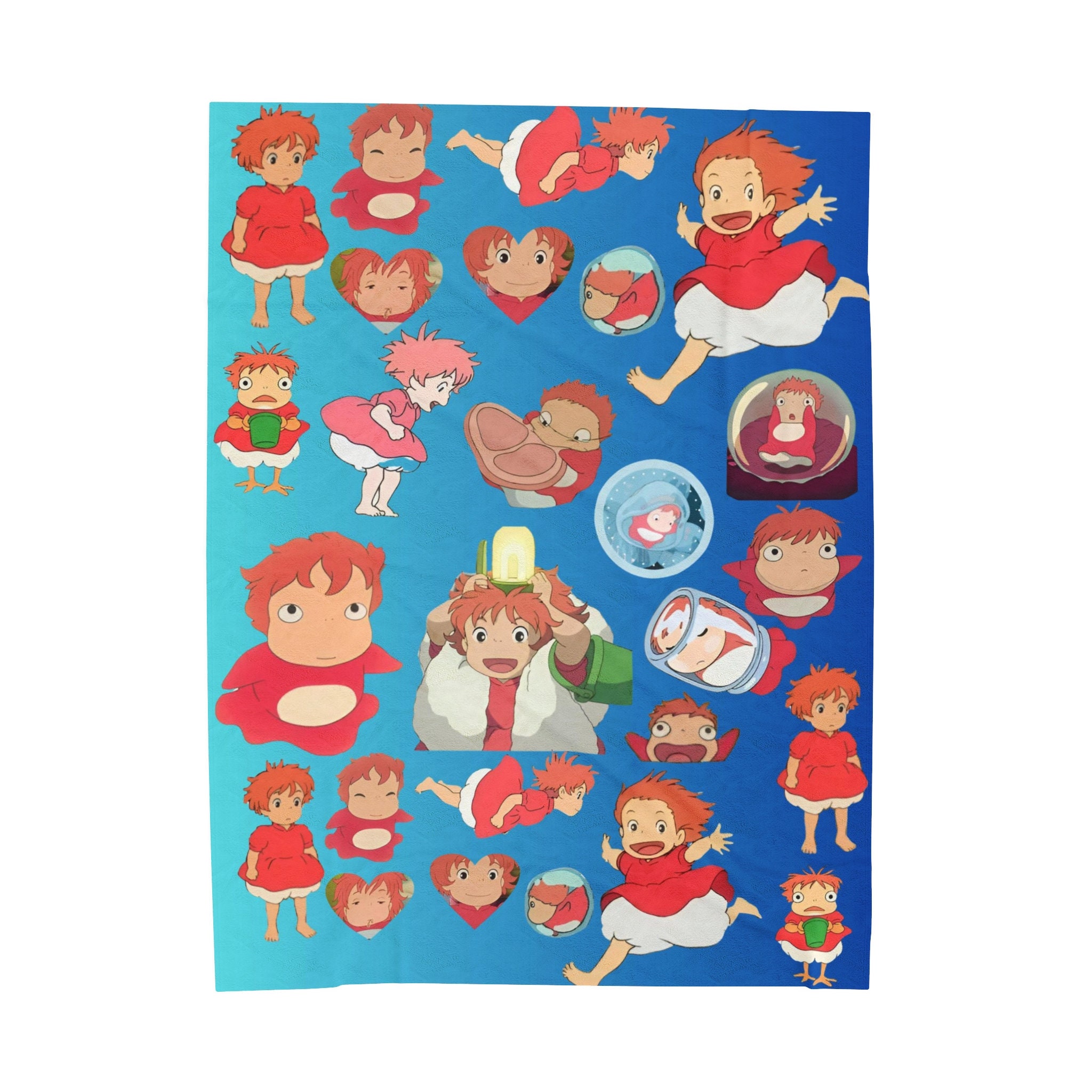Studio Ghibli Plush Blanket, Ponyo Blanket, Anime Lover Gift, Spirited Away Blanket, Studio