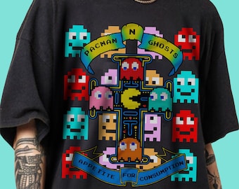 Arcade T-shirt, Graphic Anime Tee, Pac Man Shirt, Classic Gaming Shirt, Retro T-shirt, Videogame Gift, Gamer Sweatshirt, Game T-shirt