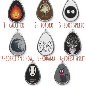 Studio Ghibli Pendant Necklace, Ghibli Characters Pendant, Purification Pendant, Digital Art Pendant, Anime Oval Necklace, Anime Lover Gift