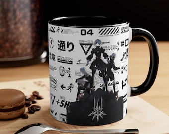 Nier Automata Mug, Cute Neko 2B Kitty Cat Gift, Nier AutoKitten Funny Video Game RPG NieR Automata 2B YoRHa MMORPG Emil / Yoko Taro Mug