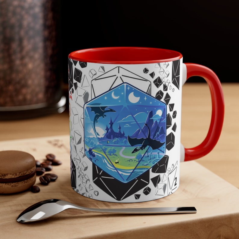 Dungeons and Dragons Mug, DnD Mug, D20 Scene Mug, Gift for DnD players, Gift for Nerd, Gift for Gamer, Gift for Geek, DnD Gift Mug, D20 Mug